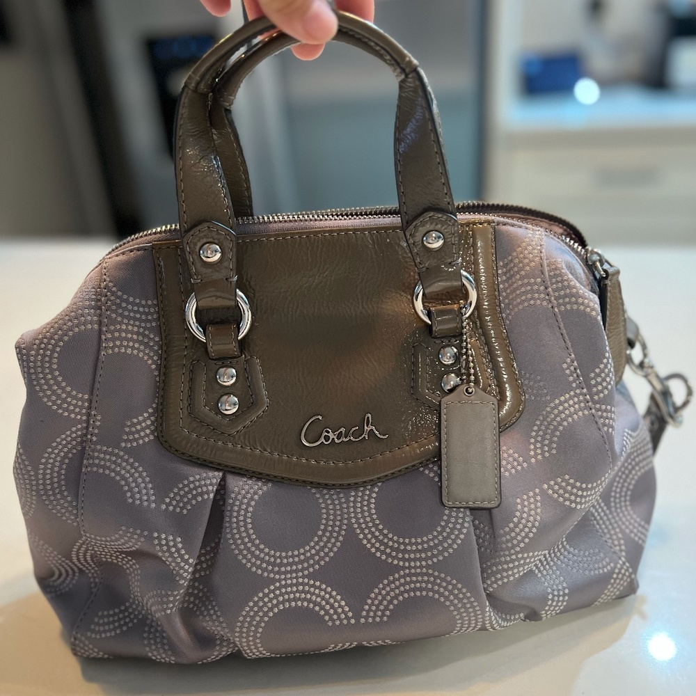 Coach silver handbag with circles